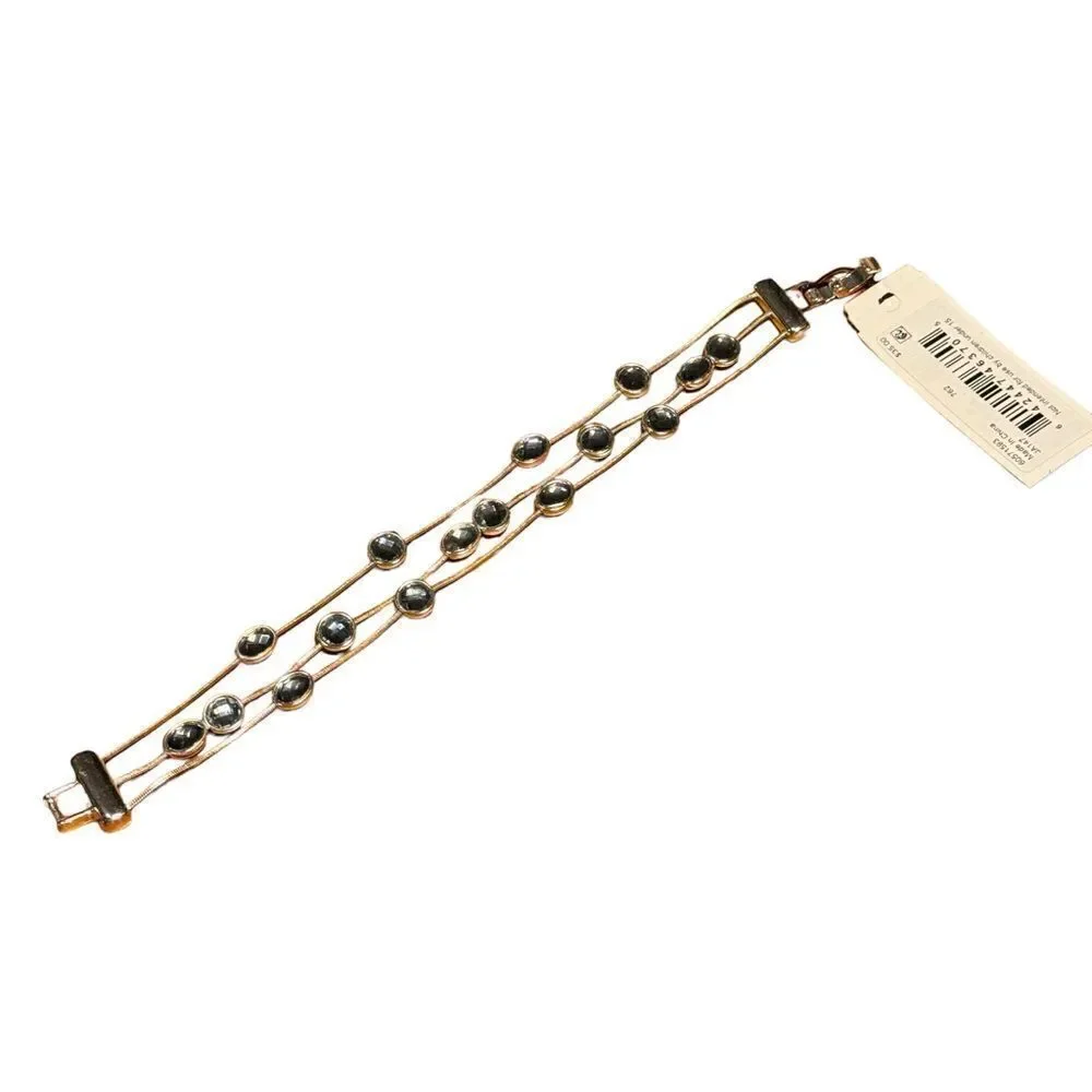 NWT Anne Klein Stone Station Triple-Row Flex Bracelet - blue